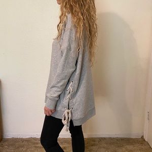 Free People oversized gray sweatshirt with ties